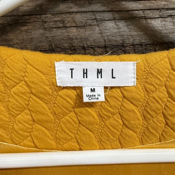 TMHL Anthropologie quilted bell sleeve lightweight jacket, M, dark mustard colo - Picture 2 of 6